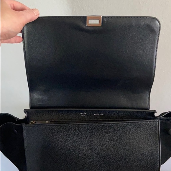 Celine Trapeze Handbag In Black Drummed Calfskin - Picture 8 of 16